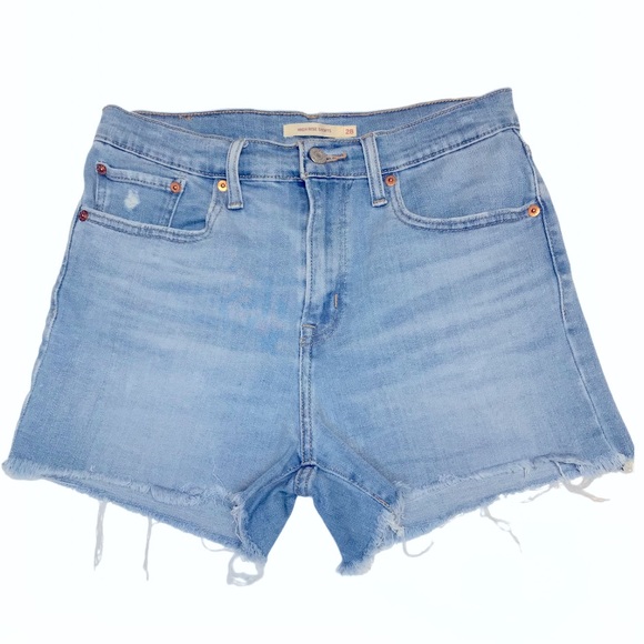 Levi’s High-Rise Frayed Hem Women’s Jean Shorts - 28 - Picture 6 of 13